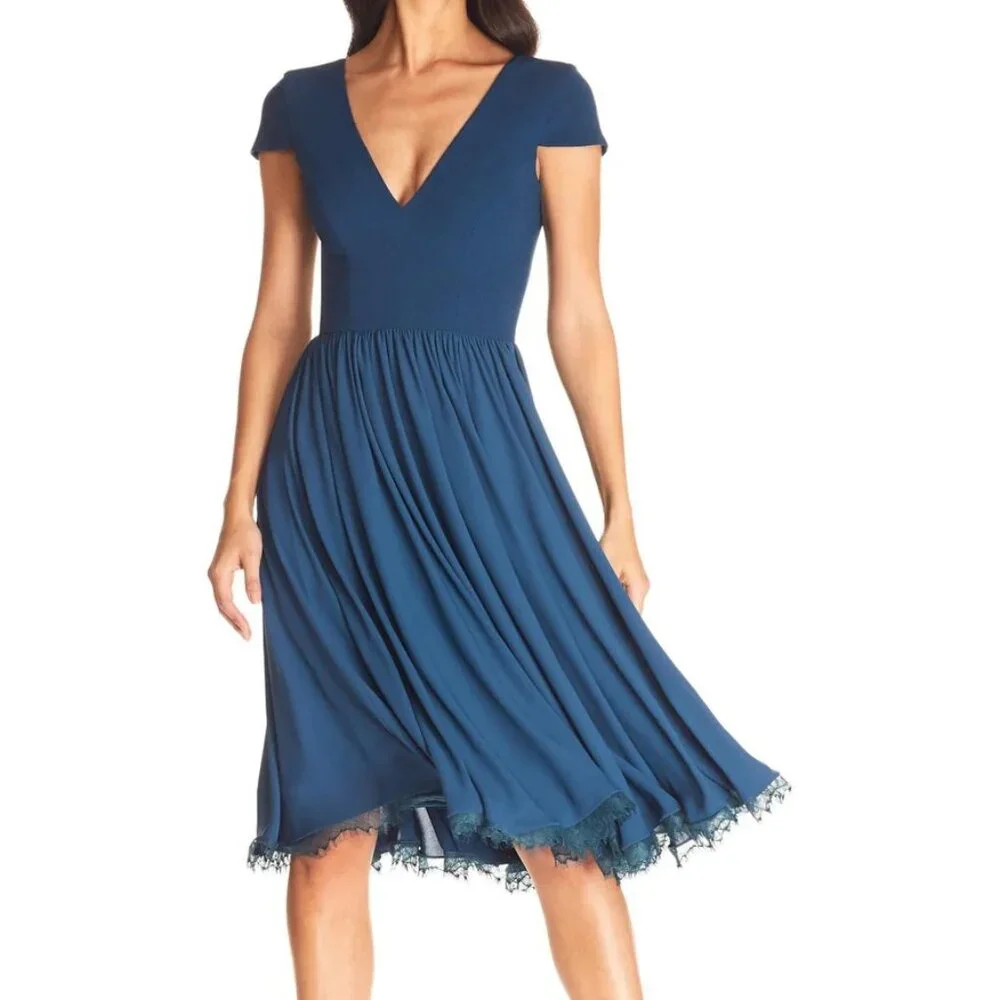NWT Dress the Population Corey Dress in Peacock blue Size L - Picture 1 of 9